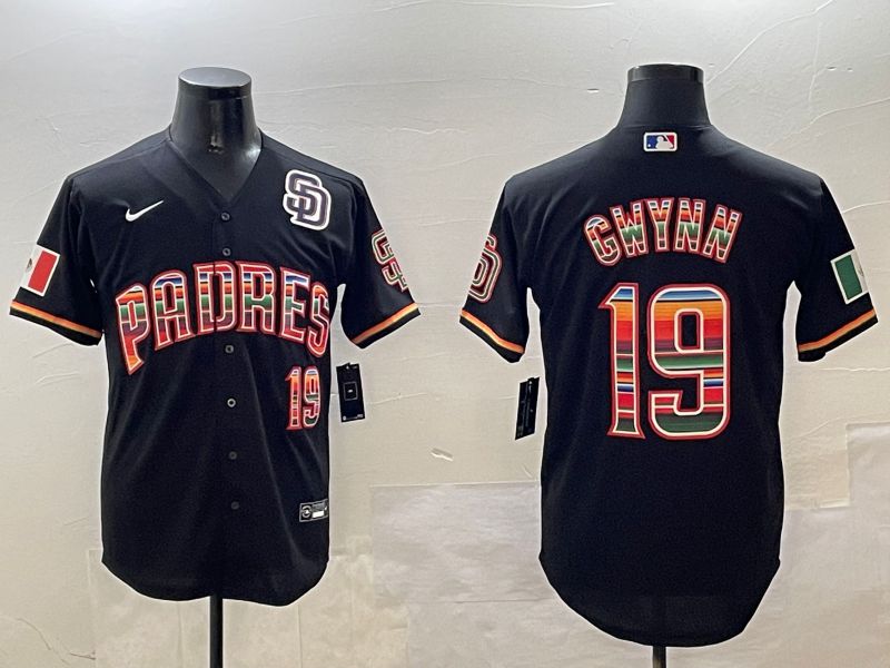 Men San Diego Padres #19 Gwynn Black Fashion Game 2025 Nike MLB Jersey style 3